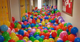 balloons filling a corridor